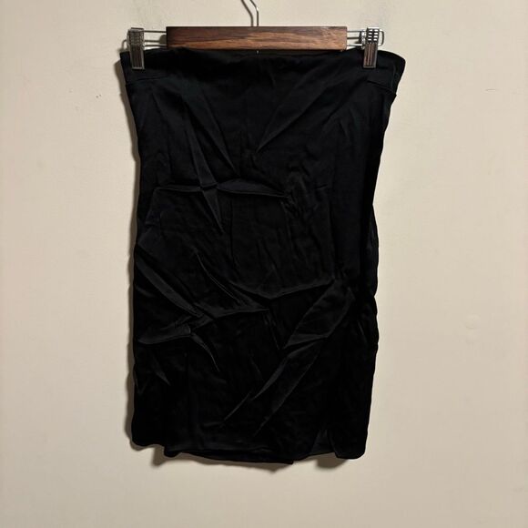 Zara Mini Strapless Bodycon Tube Dress Satin Black- Size Large - Picture 2 of 8